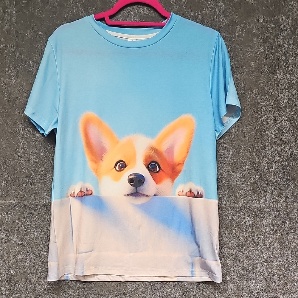 Corgi Dog T-shirt & Socks Set, Blue, Size Medium, New W/out Tag - Picture 2 of 8